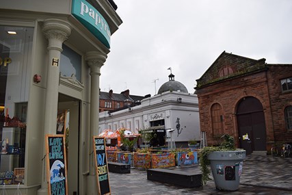 Papyrus gift shp exterior on west end Glasgow street.